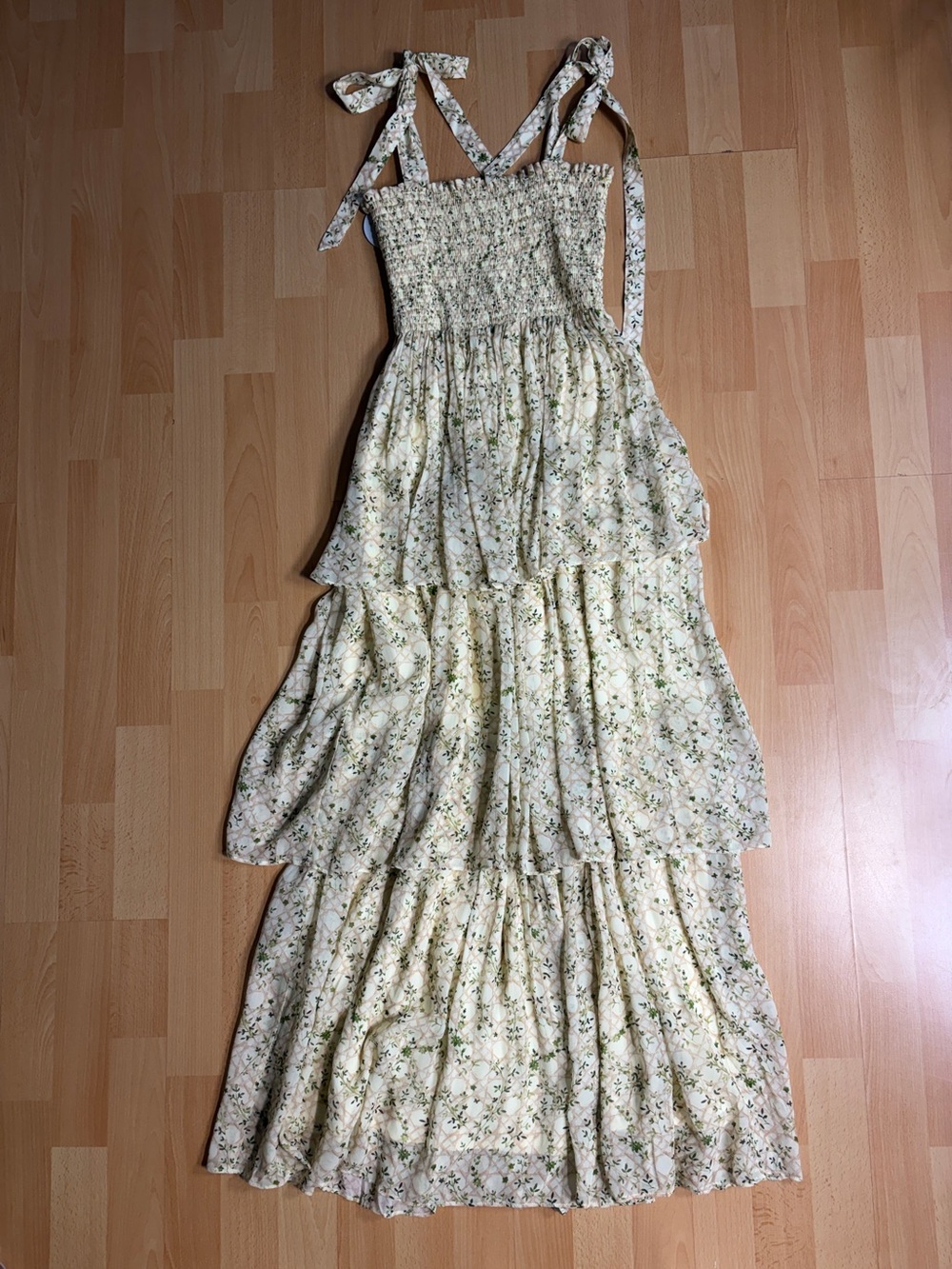 Hill House NWT The Elise Nap Dress in Basketweave Vine Butter Yellow Tiered Maxi - Picture 7 of 16